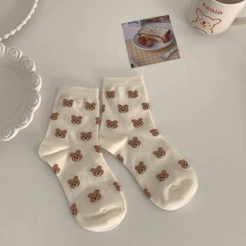 колготки‑носочки cute bear pattern, до середины икры для учащихся начальных классов, легкие 0,0535 кг