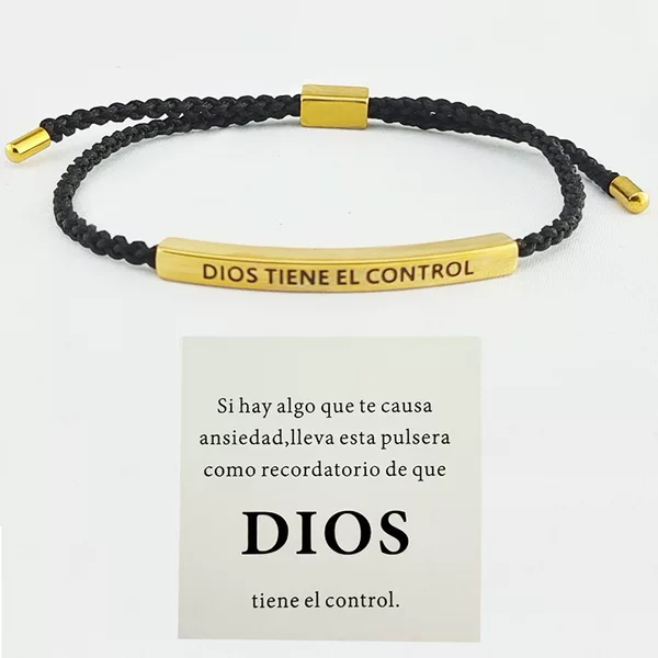 Amazon Stainless Steel Curved Tube Engraved DIOS Bracelet, Adjustable Length Letter Woven Bracelet, Holiday Gift