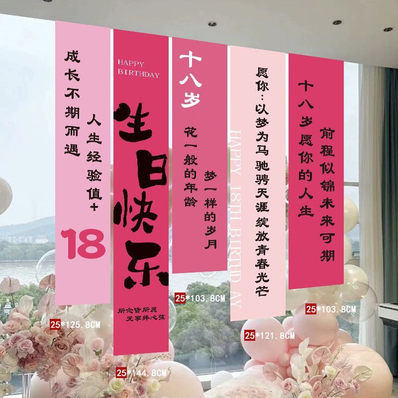 成人生日布置场景装饰18岁成年礼高级氛围挂布男孩背景墙拍照条幅|undefined