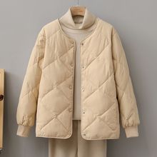 无领轻薄羽绒服女短款2025秋冬新款小个子菱格宽松内胆圆领轻外套