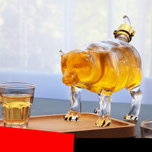 可爱熊宝造型透明玻璃泡酒瓶 家用高硼硅玻璃盛酒器 办公室桌摆