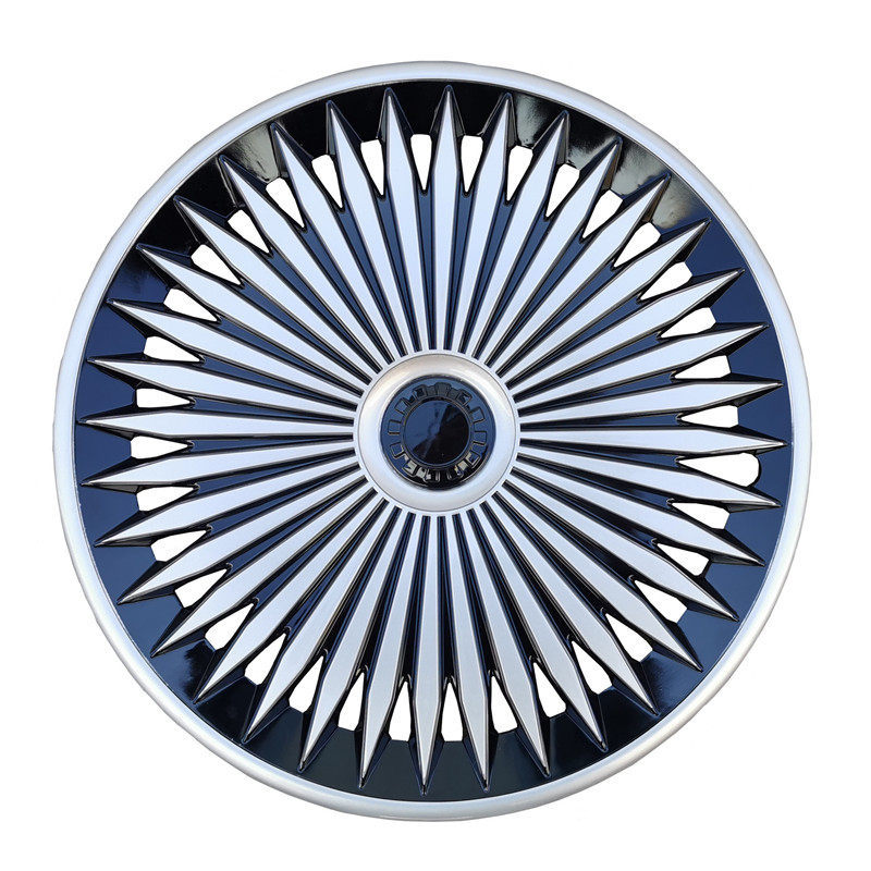 Iron Wheel – Universal Hub cover - 14-inch-phantom-style-silver-black-1pc