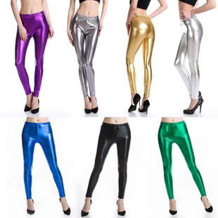 Green Leggings Fashion European and American Style Cropped Pants High Elasticity Plus Size Nightclub Stage Outfit Fashion Solid Color Leggings for Women