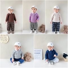 2023秋冬新款小童毛衣ins嬰幼兒童套頭毛衣男女寶寶外穿毛線衣潮