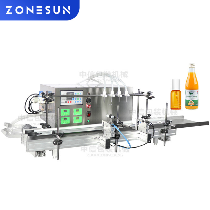 ZONESUN4头蠕动泵大流量液体灌装机 4L精油香水消毒液牛奶灌装机