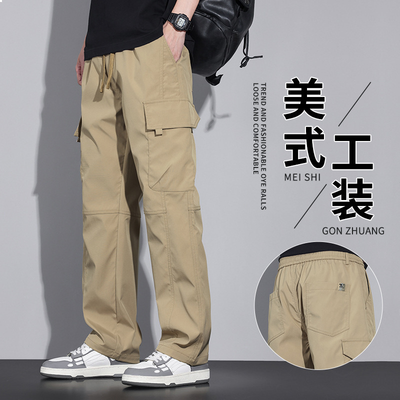 American Style Overalls plus size Thin Men's Loose Straight Wide Leg Casual Pants Wear-resistant Loose Long Labor Protection Pants American Style Overalls plus size Thin Men's Loose Straight Wide Leg Casual Pants Wear-resistant Loose Long Labor Protection Pants