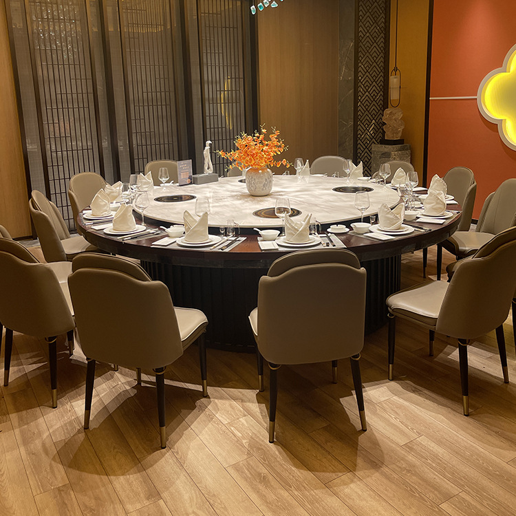 Hotel eléctrico gran mesa redonda 15 personas 20 personas girando mesa de comedor automática Restaurante Hotel manual mesa de comedor Mesa Redonda grande
