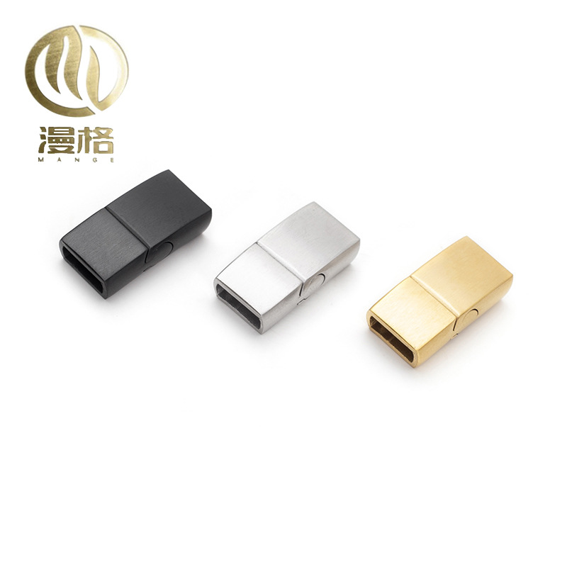 厂家直销不锈钢扁磁铁扣 皮绳手链扣 侧身开口 DIY配件扣现货批发
