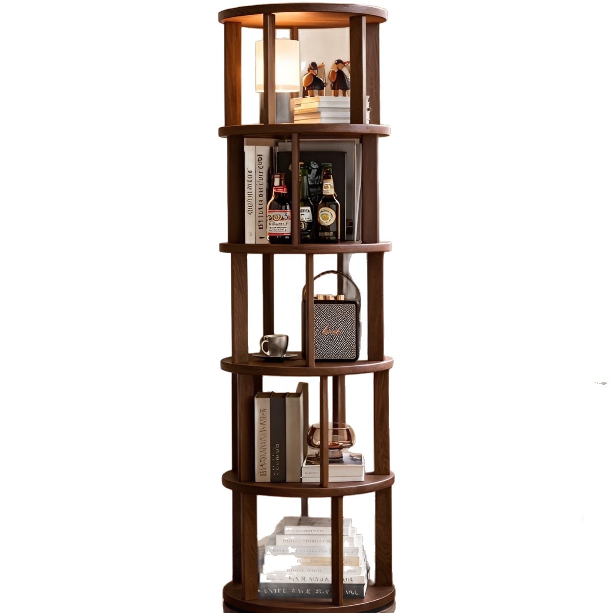Estante de libros giratorio sala de estar contra la pared estante de almacenamiento móvil estante de libros redondo de madera maciza 360 grados estante de libros pintados de esquina estudiantil