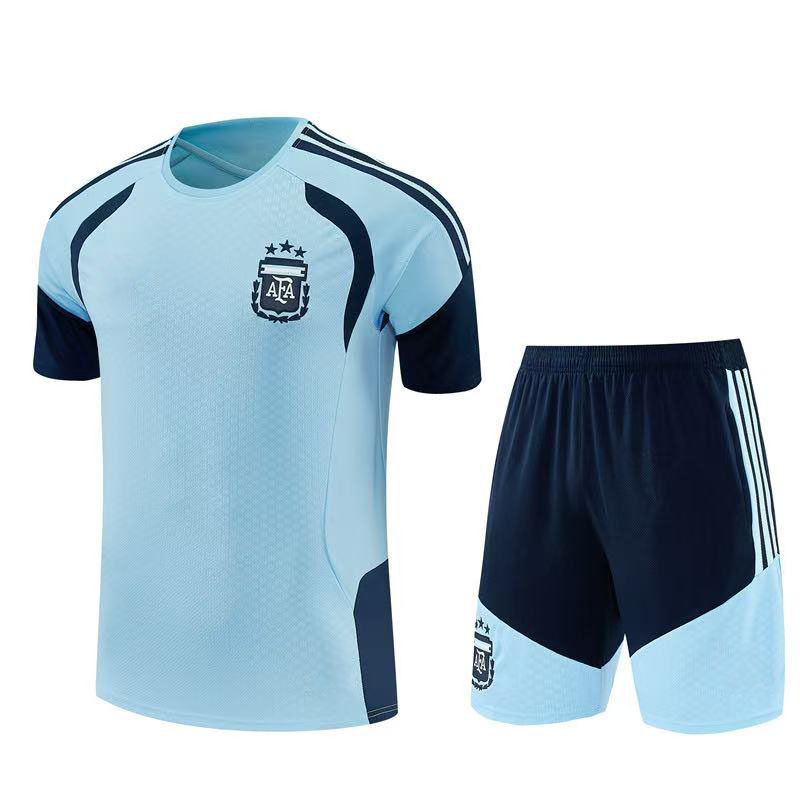 Conjunto de Camiseta de Entrenamiento Deportiva de Manga Corta al por Mayor de Argentina, Brasil, Francia, Real Madrid, Barcelona, Liverpool