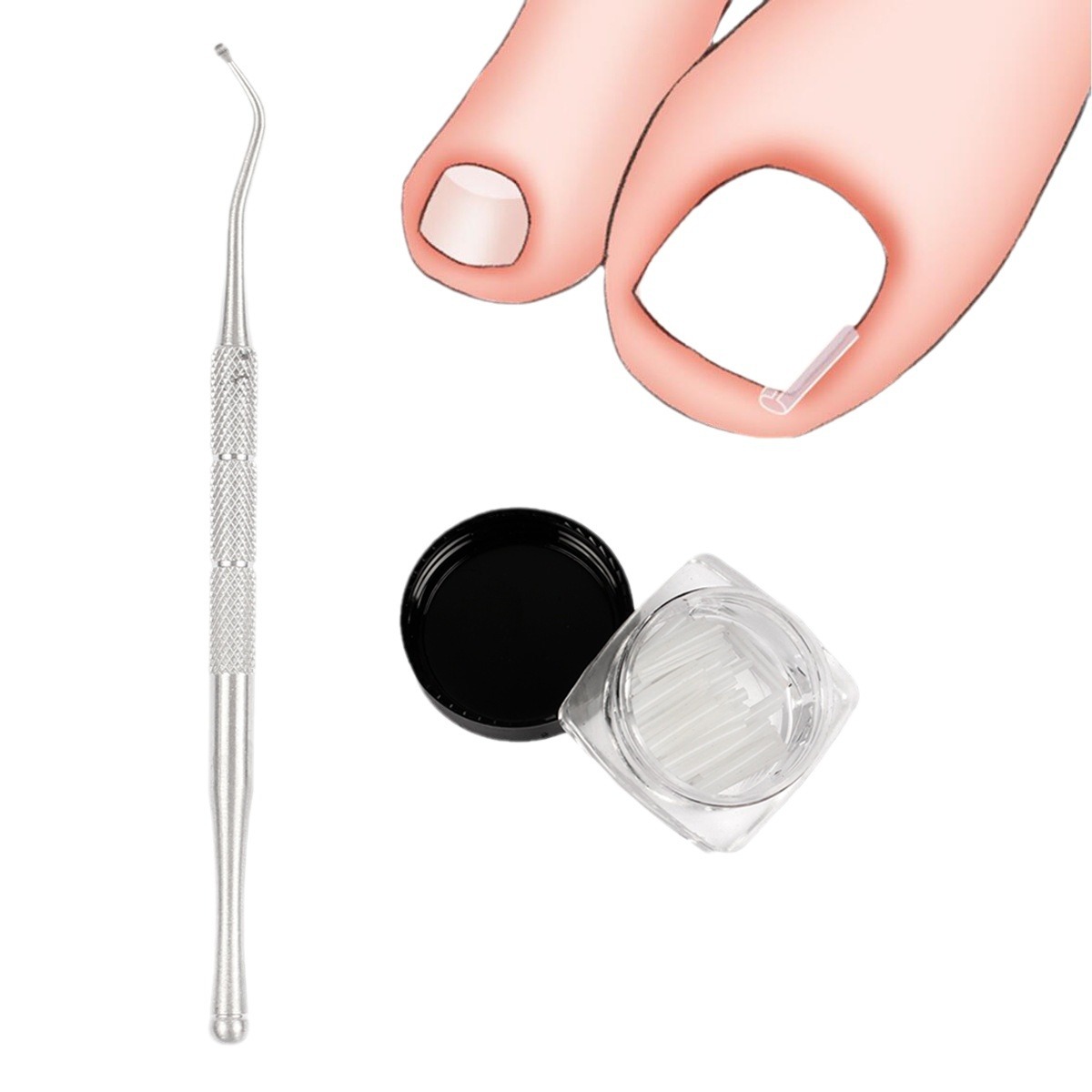 Corrector de Uñas Encarnadas de Plástico y Acero Inoxidable para Pedicura