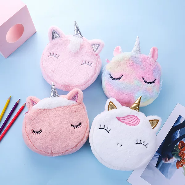 Cross-border New unicorn Plush Shoulder Messenger Bag Storage Bag Children Student Portable Mobile Phone Bag