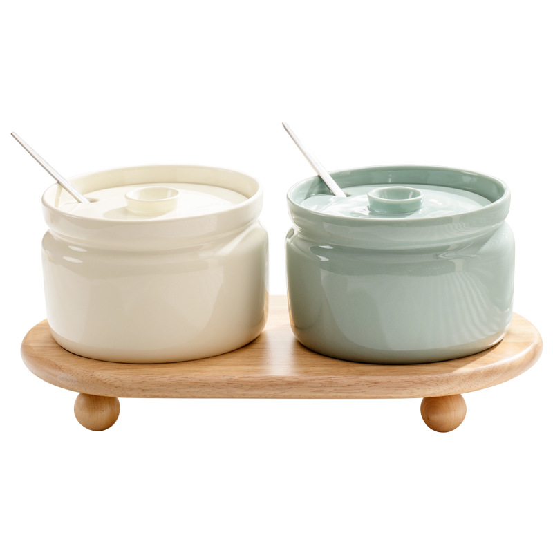 Tanque de aceite de cerdo de cerámica caja de condimento resistente a altas temperaturas condimento sal tarro aceite de cocina olla picante botella de pimienta frasco hogar tanque de aceite