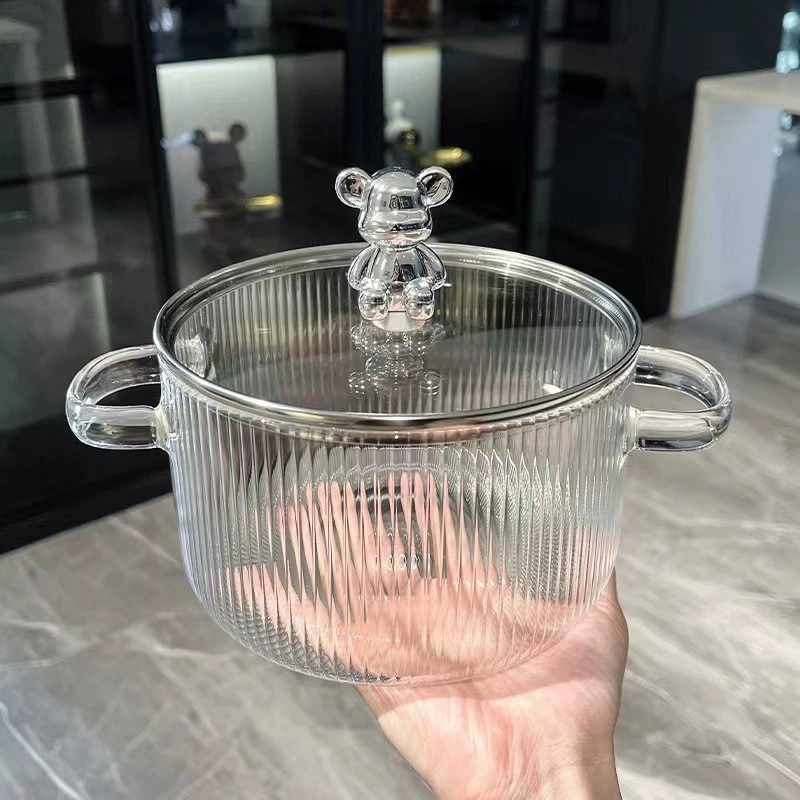 Чашка для подогрева молока из стекла с боросиликатом и керамическим корпусом, жаропрочная быстрая кастрюля для рамен, домашняя добавочная еда, кастрюля для кипячения четко огня