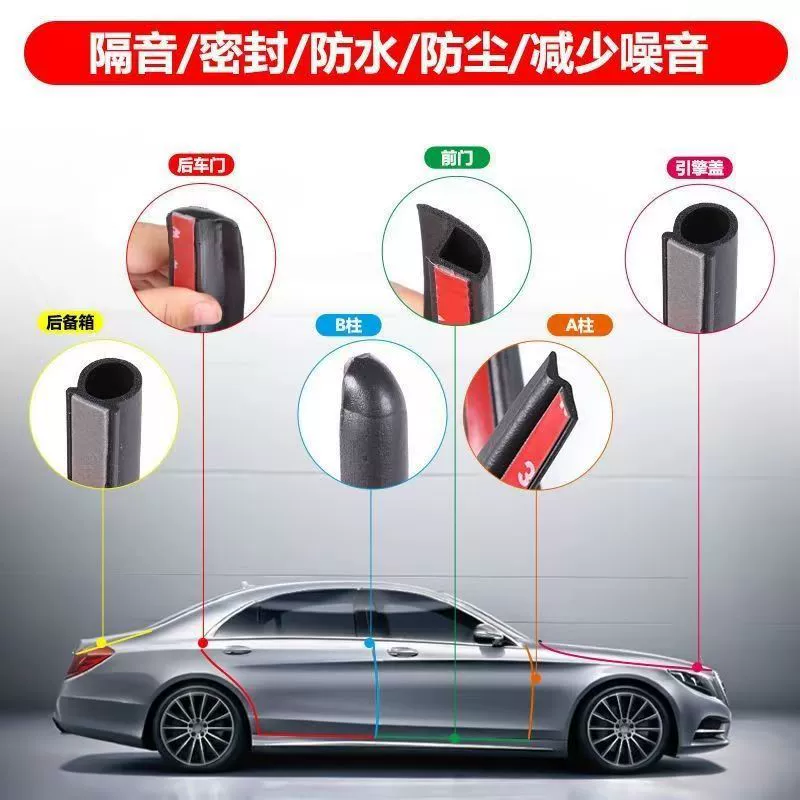 Уплотнительные ленты для автомобилей, звукоизоляционные ленты для дверей, универсальные шумопоглощающие, пыленепроницаемые и водонепроницаемые клейкие ленты для зазоров в дверях для бесшумного улучшения.