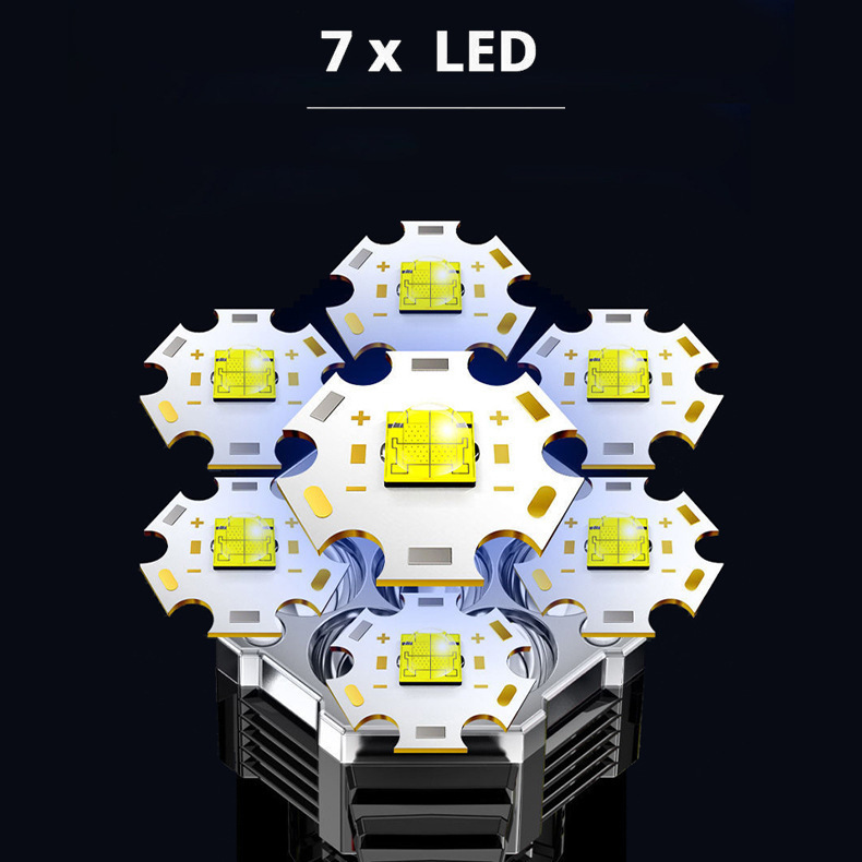 Al Aire Libre transfronterizo 7LED linterna portátil USB recargable COB luz lateral patrulla portátil Luz de pesca de plástico