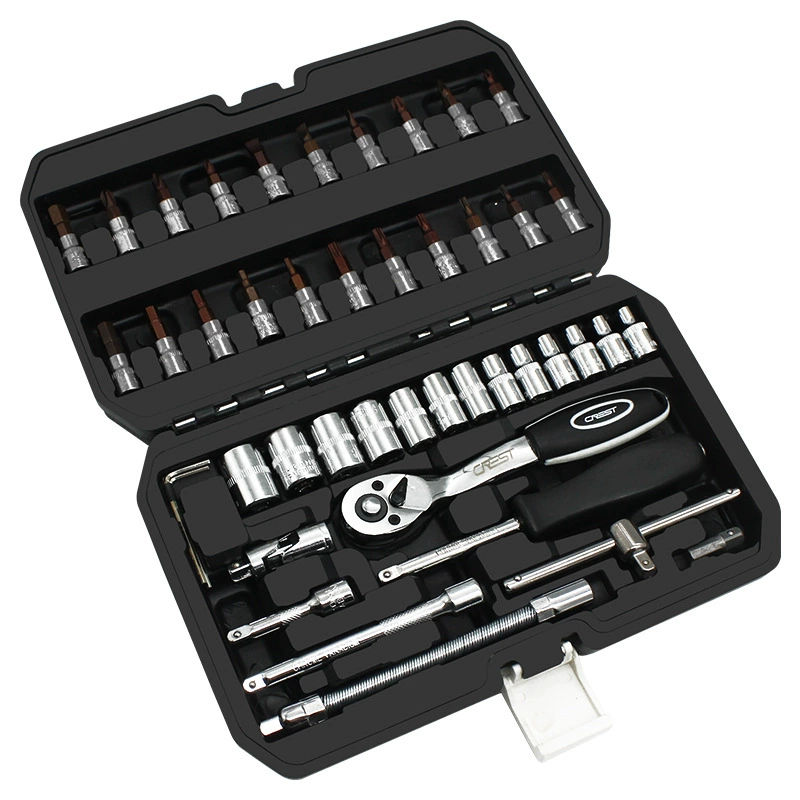 Tools set, small wrench, tubular collar, 46 pieces