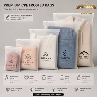 磨砂拉链袋印刷LOGO服装包装袋 CPE磨砂自封袋外贸包装袋品牌定制
