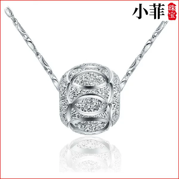 Lucky Bead Necklace, Lulutong Pendant, Korean-Style Vintage Pendant Necklace, Silver-Plated Rotating Beads