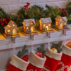 クロスボーダー新しいクリスマスフッククリスマス暖炉発光キャビンフックガーランドクリスマスソックスフック卸売