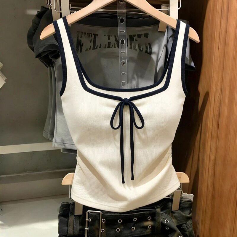 Pure Desire Style Color-Blocked Sleeveless Camisole for Women, 2026 Summer New Slim-Fit Versatile Youthful Top for Women Pure Desire Style Color-Blocked Sleeveless Camisole for Women, 2026 Summer New Slim-Fit Versatile Youthful Top for Women