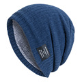 跨境专供加绒针织帽男 2022冬季新款户外纯色条纹保暖护耳套头帽