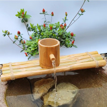 竹筒流水器水车竹筒循环流水毛竹中式鱼缸太阳能竹排石槽小型喷泉