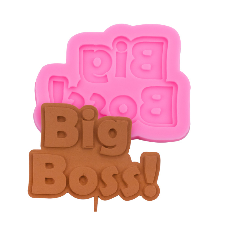 Big Boss inglés carta molde de silicona pastel tarjeta inserción Fondant chocolate arcilla cerámica suave herramienta