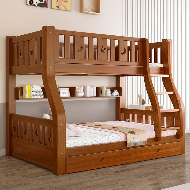 Solid Wood Bunk Bed for Adults, High and Low Bed, Double Bed, Thickened Children's Bed for Home Use