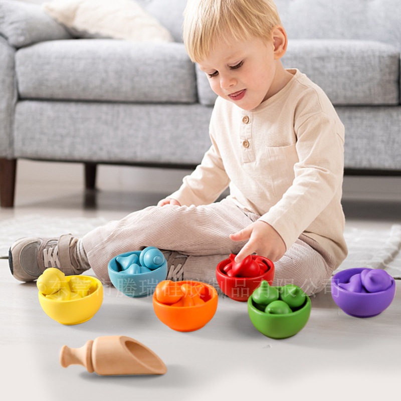 Montessori early education cognitive color sorting toys children educational bead clip game hand-eye coordination matching toys