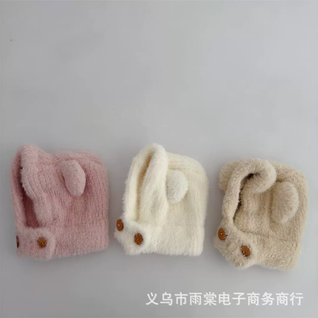 Зимняя детская бархатная милая мягкая шапка для мужчин и женщин, с маленькими медведями