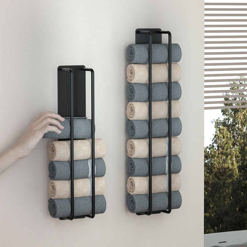 Rack de toallas móviles colgantes sin perforación tipo rack de toallas de baño transfronterizas tipo pared multicapa con barandilla