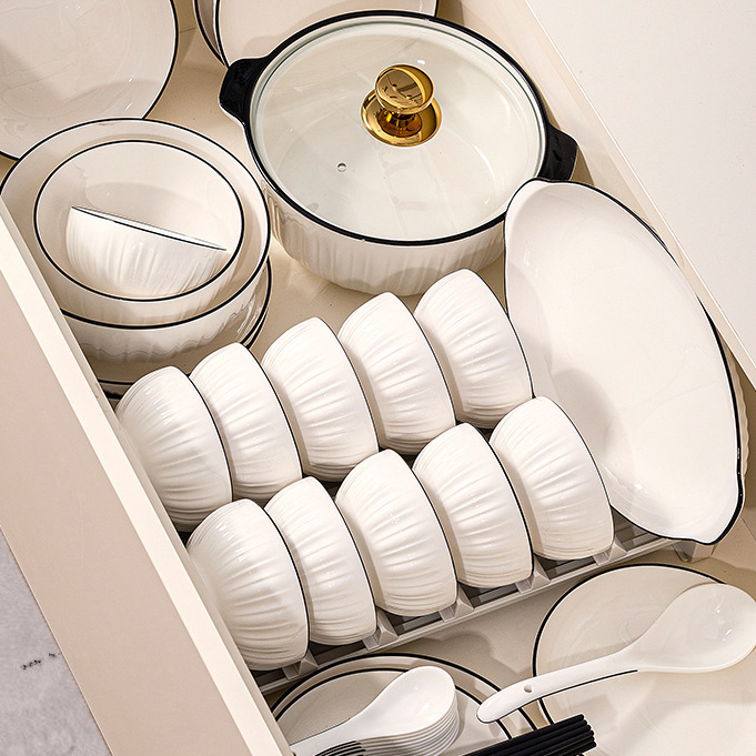 Jingdezhen Tableware suit Ceramic Pure White Underglaze Color Ins Style Dishes Full Set of High Color Value Rice Bowl Noured Bowl Jingdezhen Tableware suit Ceramic Pure White Underglaze Color Ins Style Dishes Full Set of High Color Value Rice Bowl Noured Bowl