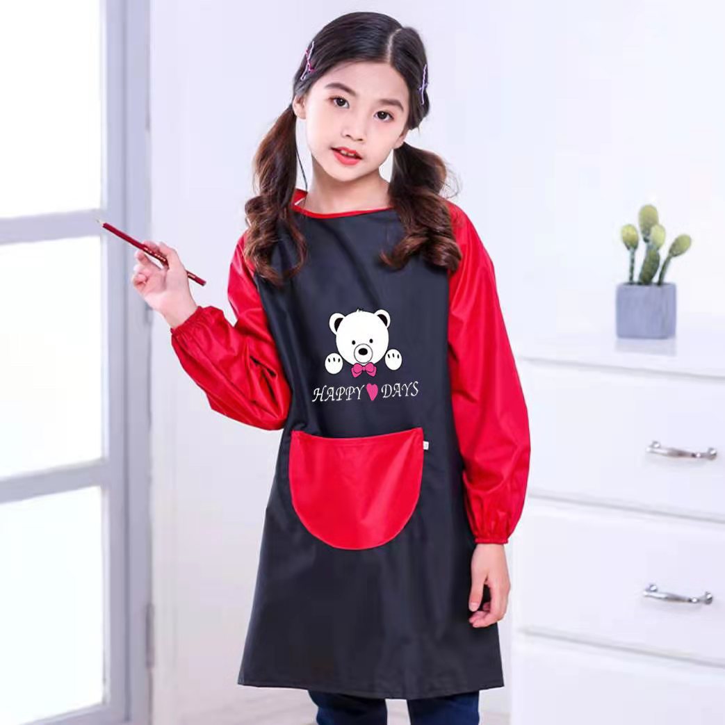 Children's smock, painting clothes, long-sleeved waterproof apron, art painting clothes, kindergarten baby eating and dressing with LOGO