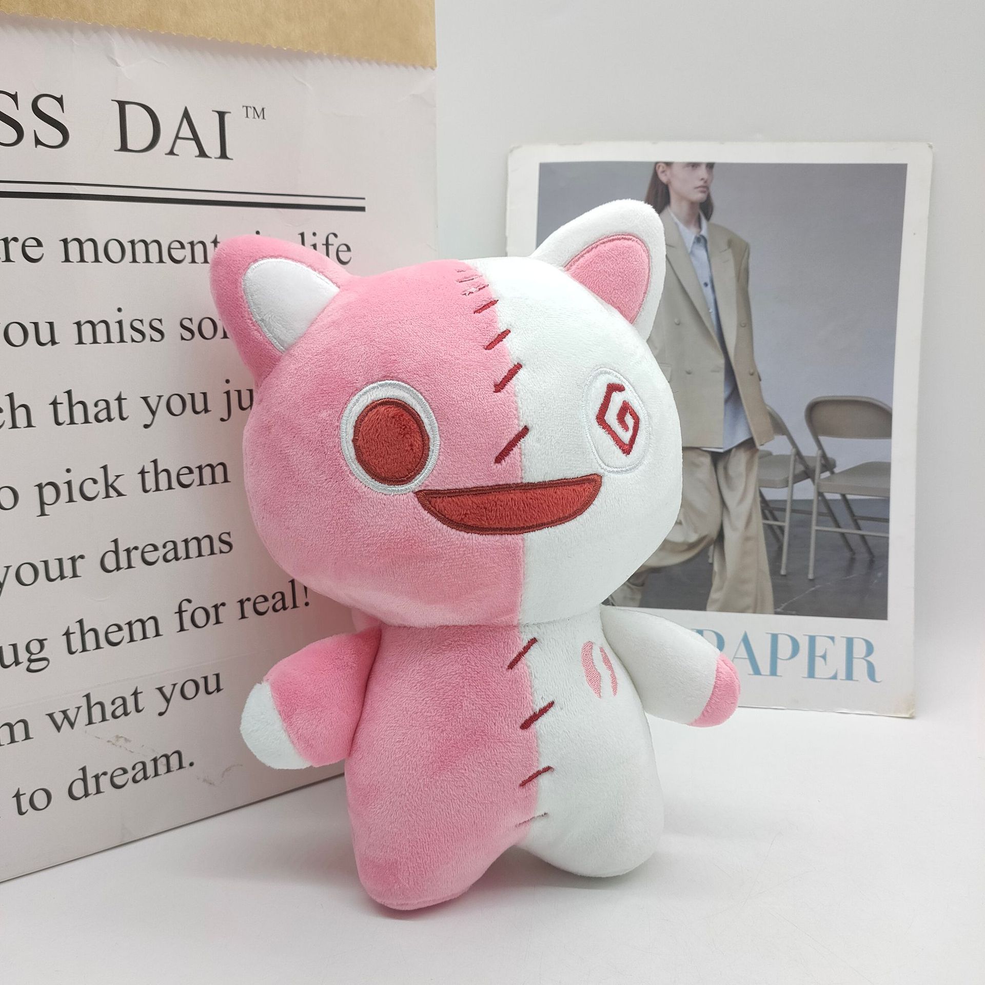 Grenzüberschreitende neue rosa und weiße Katze süße Katzenpuppe Plüschtierpuppe_voghion.com