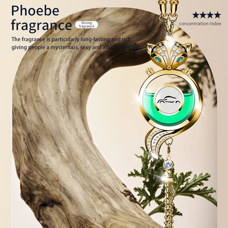 Car hanging, Qìchē Interior Accessories - fox-golden-alloy-pendant-with-sandalwood-fragrance-small-car-logo