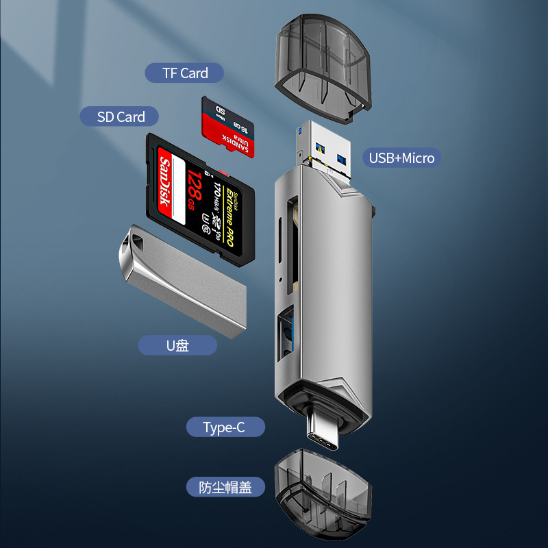工場プライベートモデルUSB3.0多機能カードリーダーtype-cアンドロイド携帯電話パソコンOTGカメラSD/TF/usb|undefined