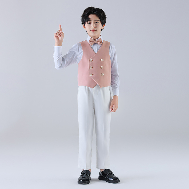 Trajes infantiles chaleco set otoño nuevo estilo británico chico anfitrión de aniversario piano show set