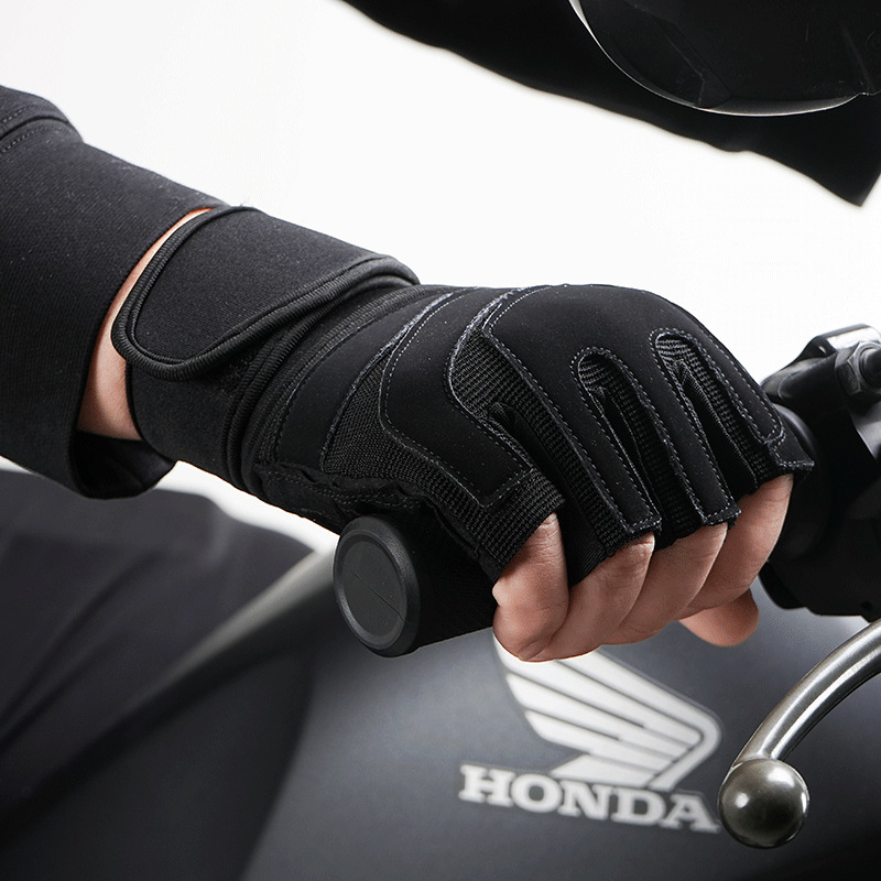 Guantes de gimnasio medio dedo entrenamiento de gimnasio al aire libre pull-up halteres levantamiento de pesas alargar guantes de muñeca