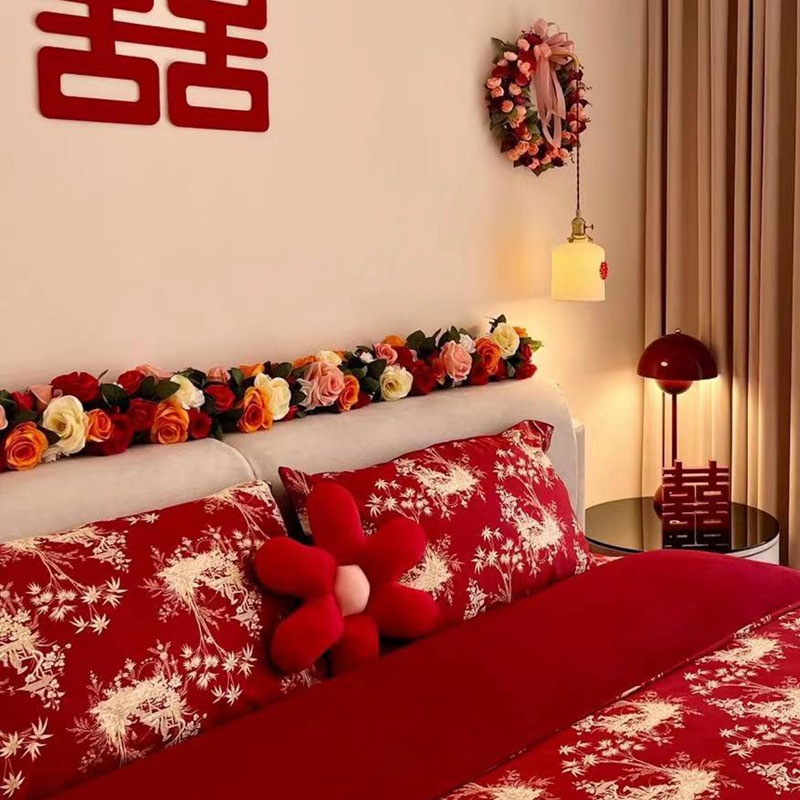 Simulated Rose Bedside Decor Artificial Flower Vine Living Room Partition Flower Vine Wedding Bedside Arrangement Pipe Partition