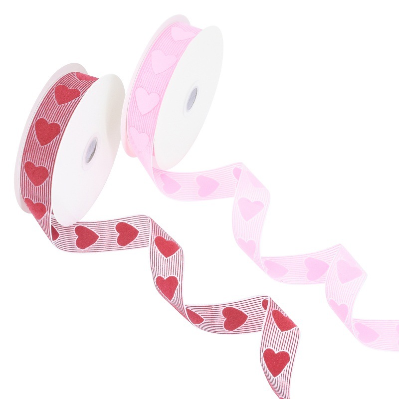 Transfronterizo nuevo impresión rojo amor cinta de nieve para el cabello tira flotante para artículos de boda regalos embalaje cinta 20 metros