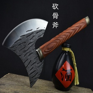 Longquan Dragon Tiger Sword Hand Forged Jade Chopping Bone Axe Outdoor Camping Kitchen Chopping Wood Cutter Chopping Bone Knife Open the Way