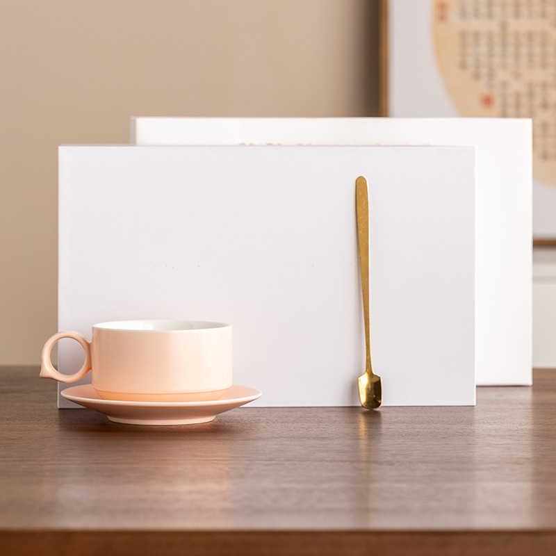 コーヒーカップギフトセットレトロカップラテカップ現代ミルクティーカップ軽贅沢陶磁器カップ皿ビジネスプレゼントクロスボーダー|undefined