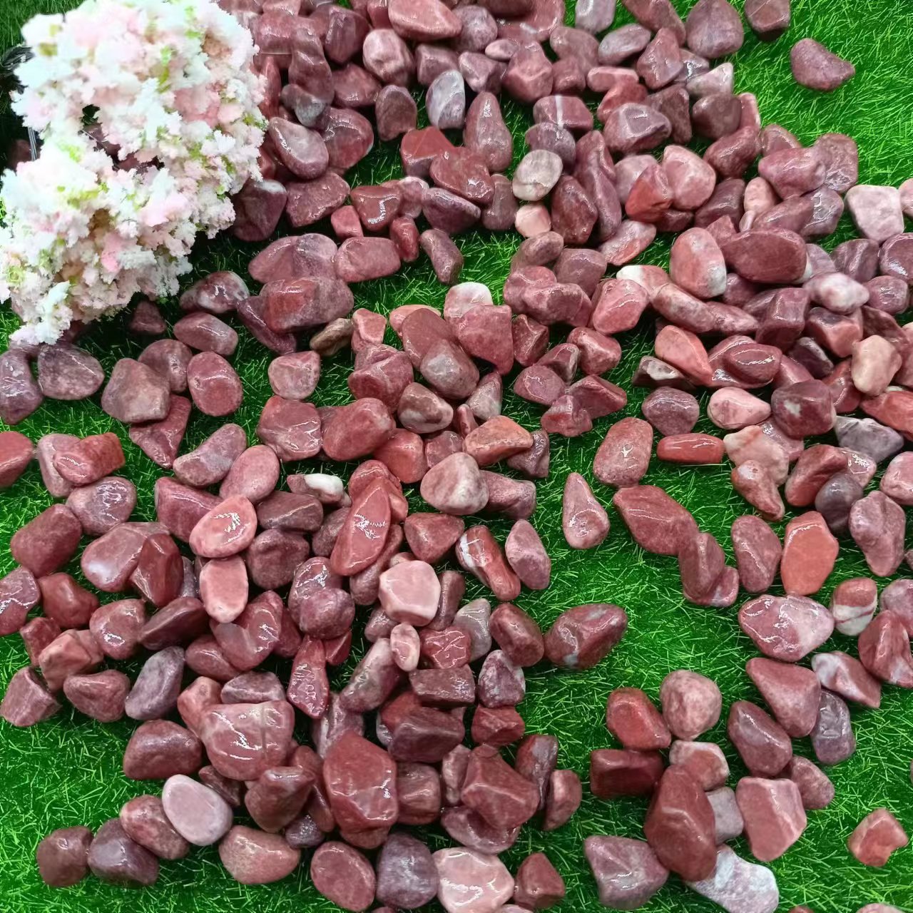 粉石子彩色水洗石盆栽铺面胶粘石园林造景铺面粉色砾石批发