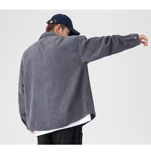 Men's Long Sleeve Corduroy Coat - Autumn/Winter New Arrival, Japanese Style Casual Trendy Hong Kong Wind Large Size Top