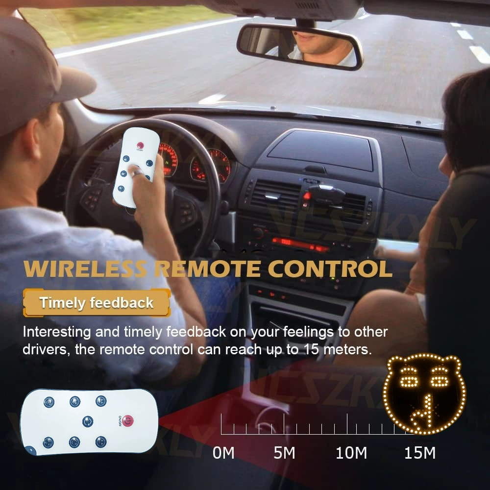 Домашний автомобиль светодиодный выражение лица смешно улыбающееся лицо Свет Анти-заднее стекло Многофункциональный предупреждающий свет жеста ладони