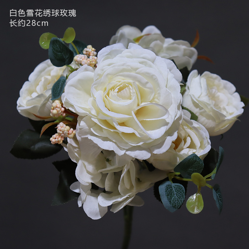 Material de flor de boda blanco brumoso artificial Misty Wedding Hall decoración camino plomo arreglo de flores techo flor artificial Flor de plástico