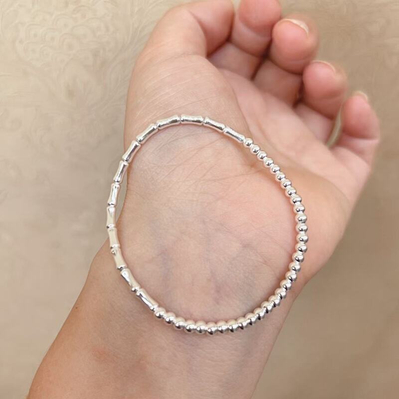 S925 Sterling Silver Bamboo Tube Spacer Beads DIY Beaded Bracelet Knuckle Small Silver Tube Jewelry Joint Bracelet Wholesale