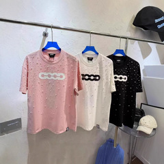 25 新しい GOOD 散在パールライト高級ハイエンドプリントロゴ半袖 T シャツ男性と女性のための同じスタイル広州工場
