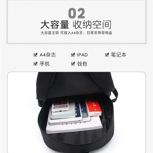 Back-to-School Hot Sale Three-Piece Set Student Backpack Large Capacity Children Crossbody Bag & Backpack Square Pencil Case